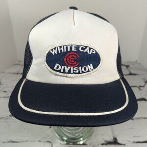 White Cap Division‎ Vintage Snapback Trucker Hat With Patch Adjustable Ball Cap